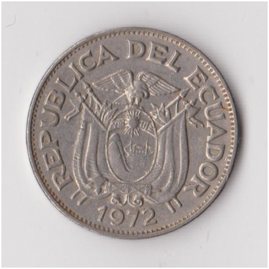 ECUADOR 20 CENTAVOS 1972 KM # 77.1c VF 1