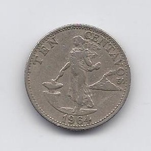 FILIPINAI 10 CENTAVOS 1964 KM # 188 VF