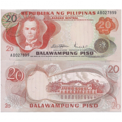 FILIPINAI 20 PISO 1970 P # 150a AU
