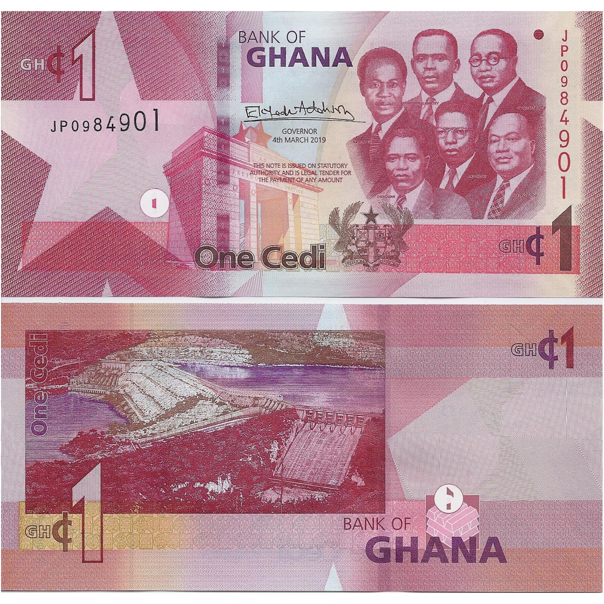 GHANA 1 CEDI 2019 P # new UNC