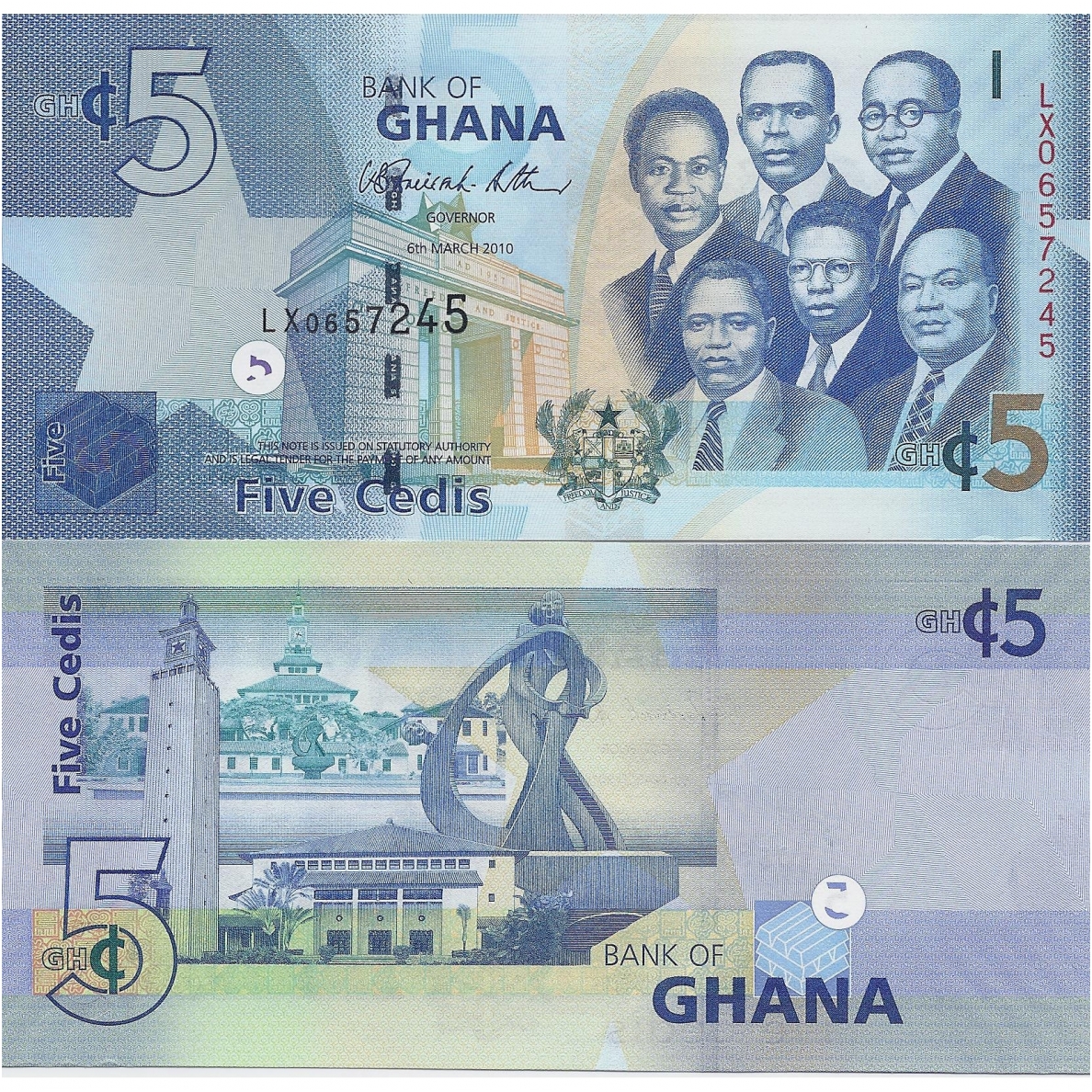 GHANA 5 CEDIS 2010 P # 38b UNC