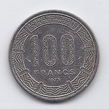 GABON 100 FRANCS 1975 KM # 13 VF
