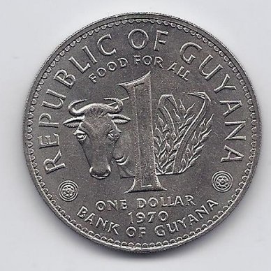 GUYANA 1 DOLLAR 1970 KM # 36 UNC FAO