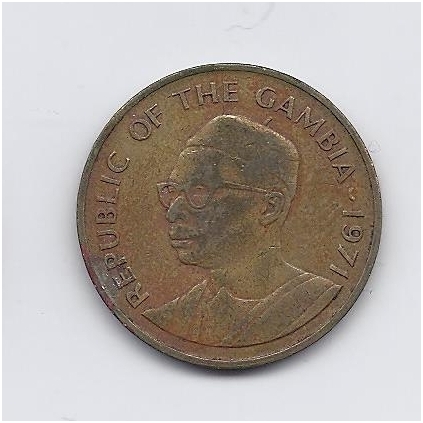 GAMBIA 10 BUTUTS 1971 KM # 10 F/VF 1