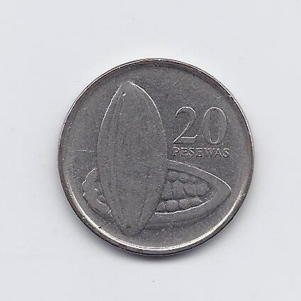 GANA 20 PESEWAS 2007 KM # 40 VF