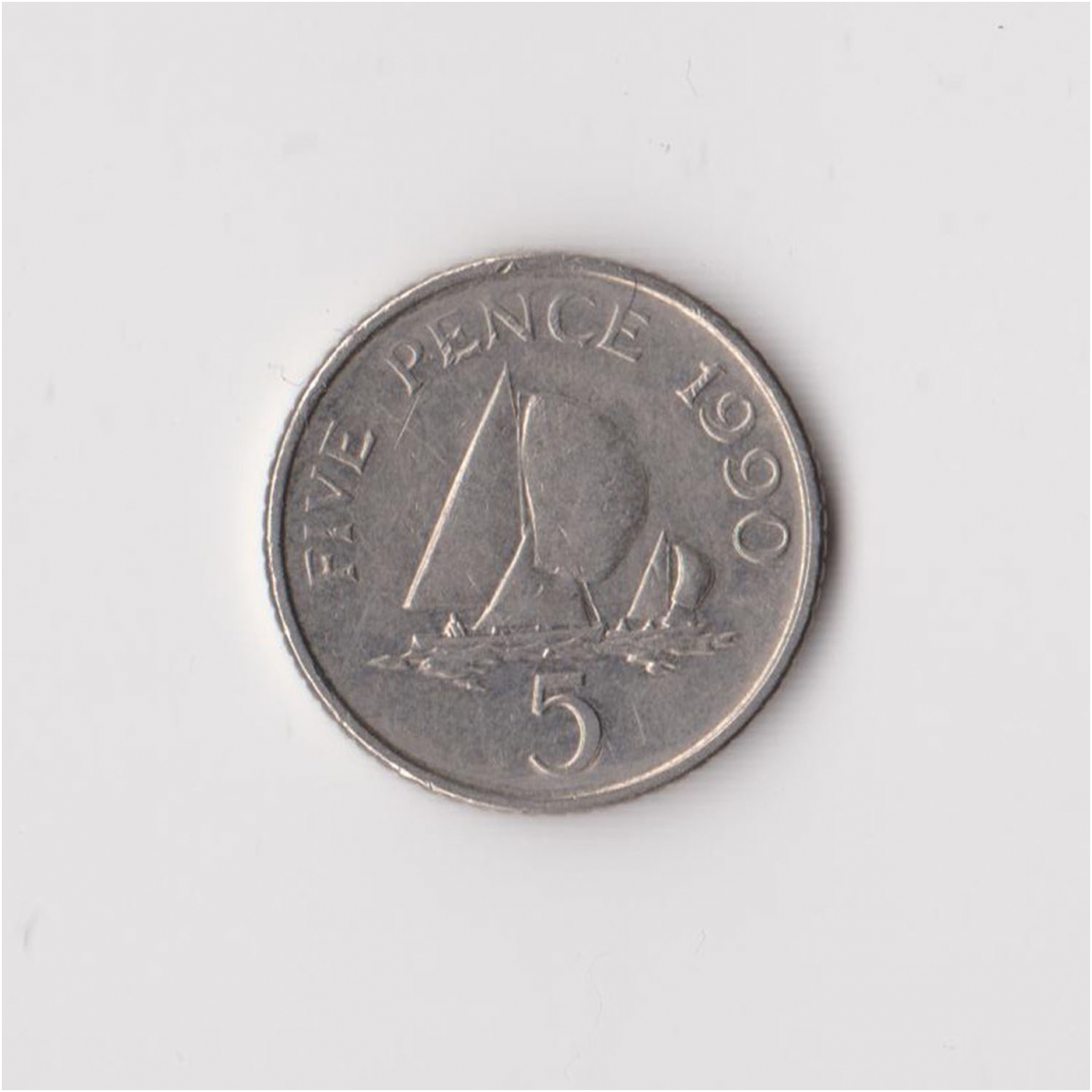 GUERNSEY 5 PENCE 1990 KM # 42.2 VF