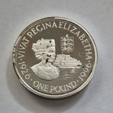 GERNSIS 1 POUND 1996 KM # 78 PROOF Karalienės 70-metis (su defektais) 2