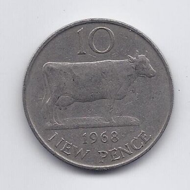 GUERNSEY 10 NEW PENCE 1968 KM # 24 VF