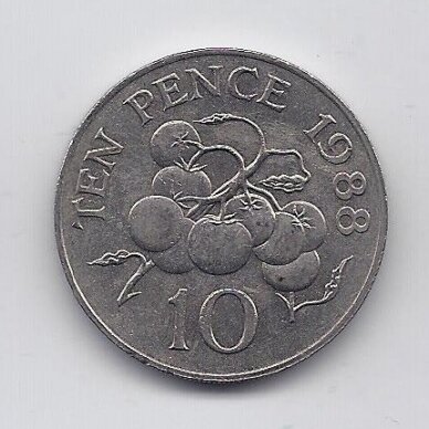 GUERNSEY 10 PENCE 1988 KM # 43.1 VF