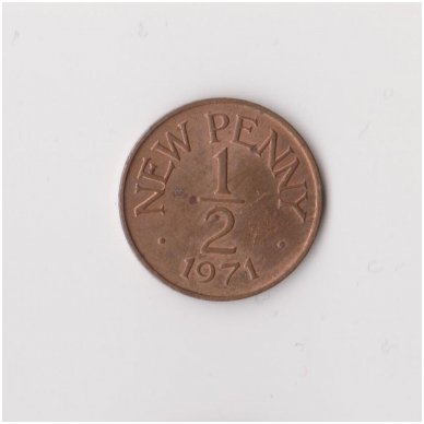 GUERNSEY 1/2 NEW PENNY 1971 KM # 20 VF