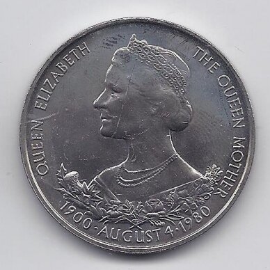 GUERNSEY 25 PENCE 1980 KM # 35 XF/AU Queen Mother