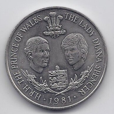 GUERNSEY 25 PENCE 1981 KM # 36 XF Royal Wedding