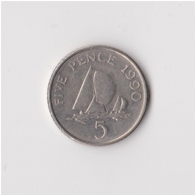 GUERNSEY 5 PENCE 1990 KM # 42.2 VF