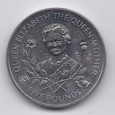 GUERNSEY 5 POUNDS 1995 KM # 66 AU Queen Mother