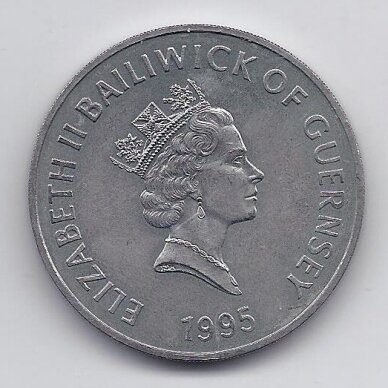 GUERNSEY 5 POUNDS 1995 KM # 66 AU Queen Mother 1