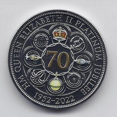 GUERNSEY 5 POUNDS 2022 KM # 469.1 PROOF Platinum Jubilee