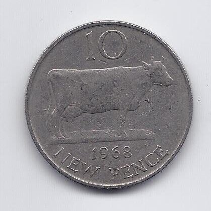 GUERNSEY 10 NEW PENCE 1968 KM # 24 VF