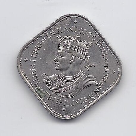 GUERNSEY 10 SHILLINGS 1966 KM # 19 XF 900th Anniversary of Norman Conquest