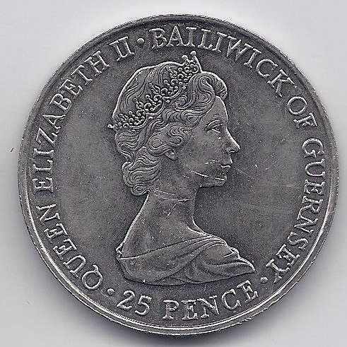 GUERNSEY 25 PENCE 1981 KM # 36 XF Royal Wedding 1