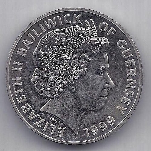 GUERNSEY 5 POUNDS 1999 KM # 92 AU Prince Edward's Wedding 1