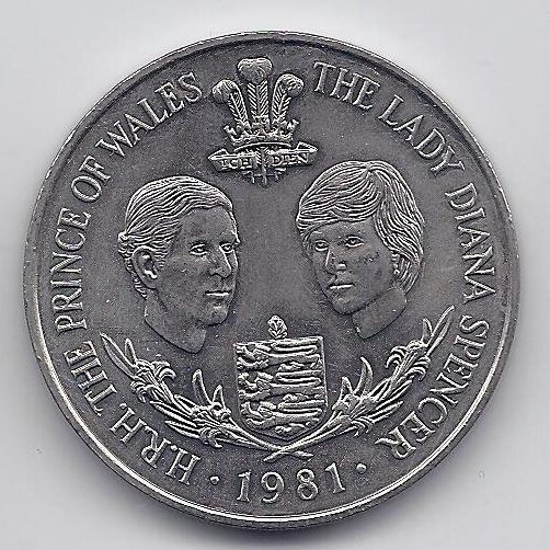 GUERNSEY 25 PENCE 1981 KM # 36 XF Royal Wedding