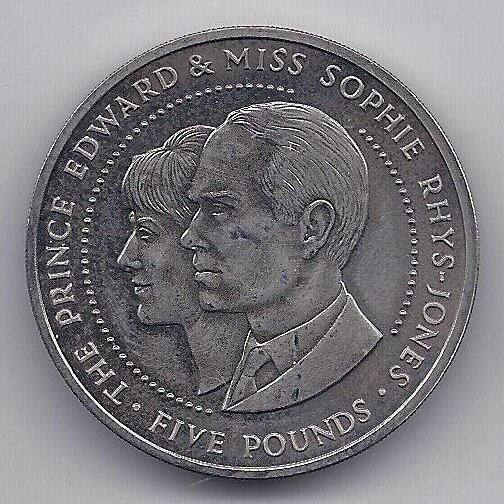 GUERNSEY 5 POUNDS 1999 KM # 92 AU Prince Edward's Wedding