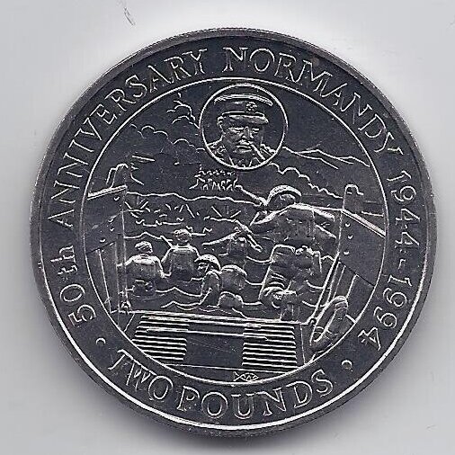 GUERNSEY 2 POUNDS 1994 KM # 56 AU 50th Anniversary - Normandy Landing