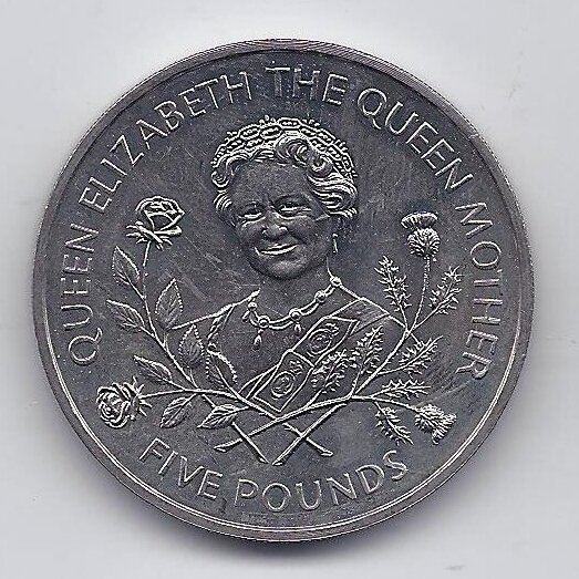 GUERNSEY 5 POUNDS 1995 KM # 66 AU Queen Mother