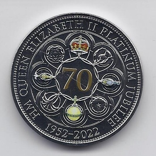 GUERNSEY 5 POUNDS 2022 KM # 469.1 PROOF Platinum Jubilee