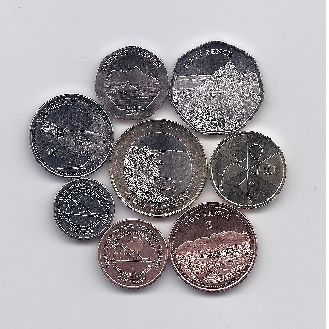 GIBRALTAR 2018 - 2020 8 coins set