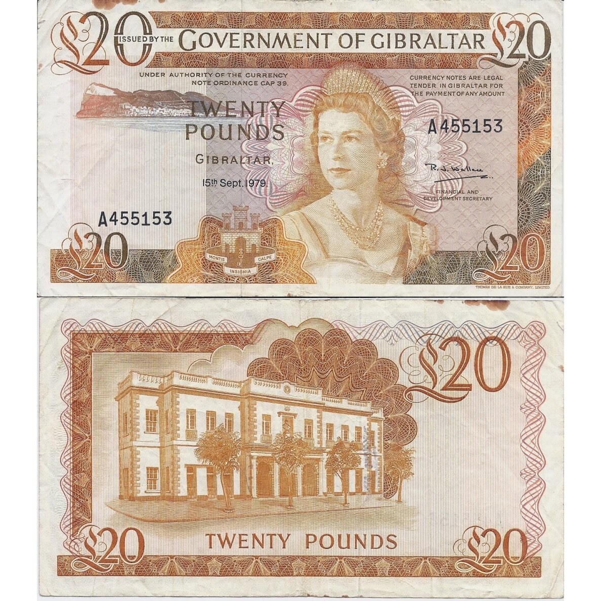 GIBRALTAR 20 POUNDS 1979 P # 23b F