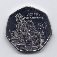 GIBRALTARAS 50 PENCE 2026 KM # new AU Ornitologų draugija