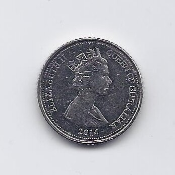 GIBRALTAR 5 PENCE 2014 KM # 1509 VF 1