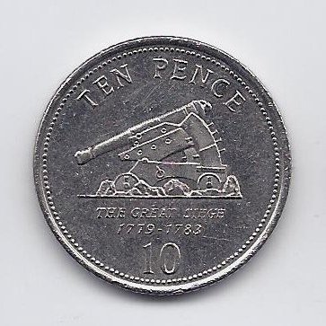 GIBRALTAR 10 PENCE 2008 KM # 1082 VF