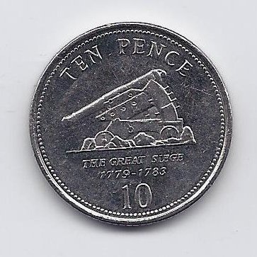 GIBRALTAR 10 PENCE 2011 KM # 1082 VF