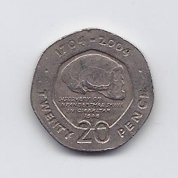 GIBRALTAR 20 PENCE 2004 KM # 1048 VF
