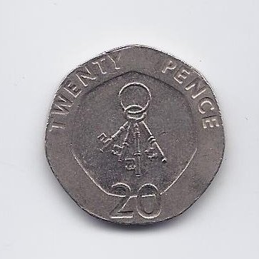 GIBRALTAR 20 PENCE 2010 KM # 1083 VF