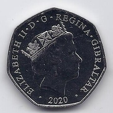 GIBRALTAR 50 PENCE 2020 KM # new UNC Christmas 1