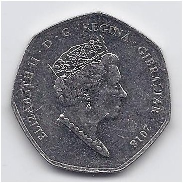 GIBRALTAR 50 PENCE 2018 KM # new aUNC NEW CALPE 1