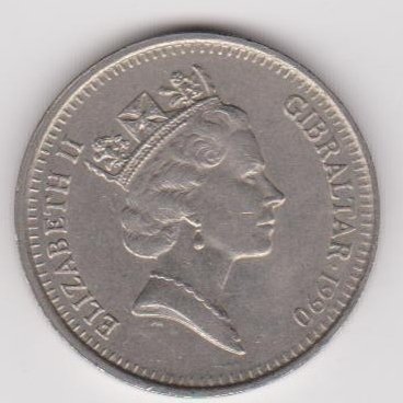 GIBRALTAR 10 PENCE 1990 KM # 23.1 VF 1
