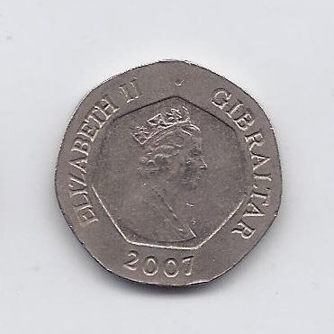 GIBRALTAR 20 PENCE 2007 KM # 1083 VF 1