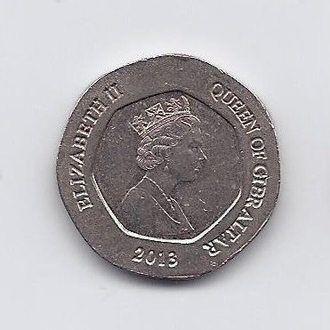 GIBRALTAR 20 PENCE 2013 KM # 1103 VF/XF 1