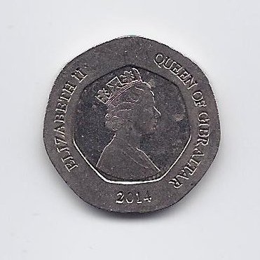 GIBRALTAR 20 PENCE 2014 KM # new VF/XF 1