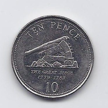 GIBRALTAR 10 PENCE 2010 KM # 1082 VF