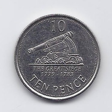 GIBRALTAR 10 PENCE 2013 KM # new  VF