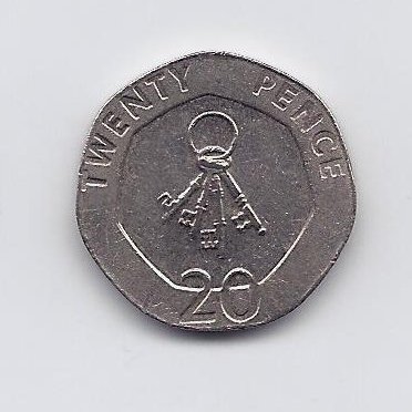 GIBRALTAR 20 PENCE 2013 KM # 1103 VF/XF