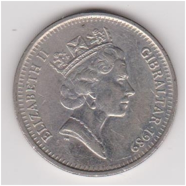 GIBRALTAR 10 PENCE 1989 KM # 23.1 VF 1