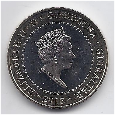 GIBRALTAR 2 POUNDS 2018 KM # 1630 AU New Calpe 1