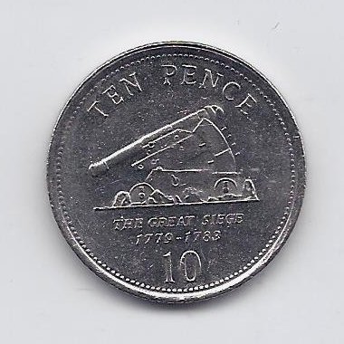 GIBRALTAR 10 PENCE 2007 KM # 1082 VF