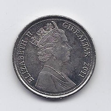 GIBRALTAR 10 PENCE 2011 KM # 1082 VF 1